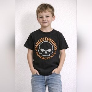 Harley-Davidson Kids Black and Orange Skull Tee